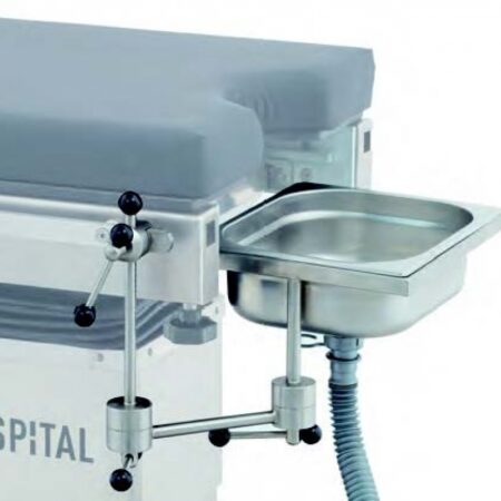 Bồn rửa hình chữ nhật có ống thoát nước và thùng đựng rác